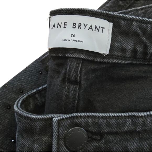 Lane Bryant Black Boyfriend Fit Jeans With Rhinestone Party Plus Size 26 - Picture 12 of 13